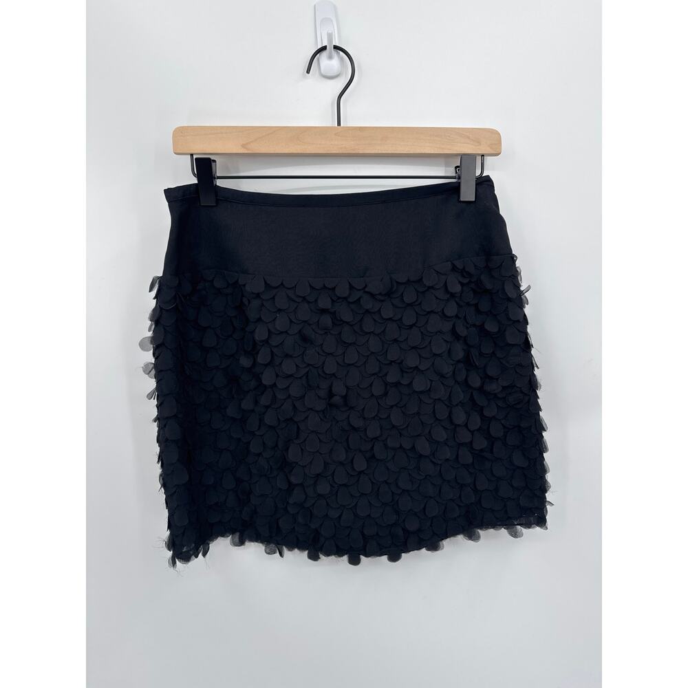 Catherine Malandrino 15.5 inch Black 100% Silk Petal Overlay Skirt Size 8 EUC